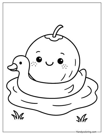 Floating Coconut Drink Coloring Page