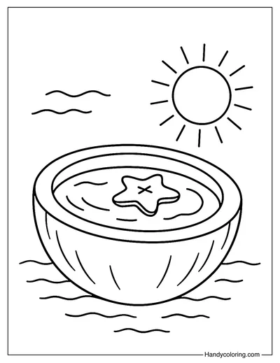 Floating Coconut Pool Coloring Page