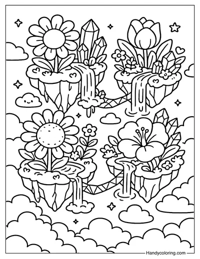 Floating Crystal Isles Coloring Page