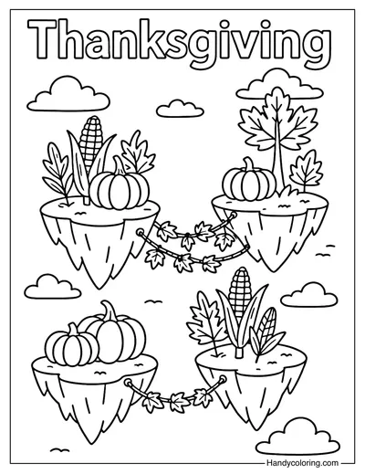 Floating Harvest Islands Coloring Page