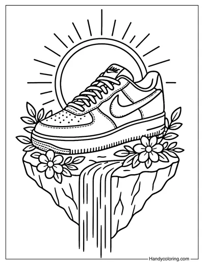 Floating Sneaker Island Coloring Page