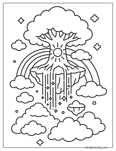 Floating Tree Island Coloring Page