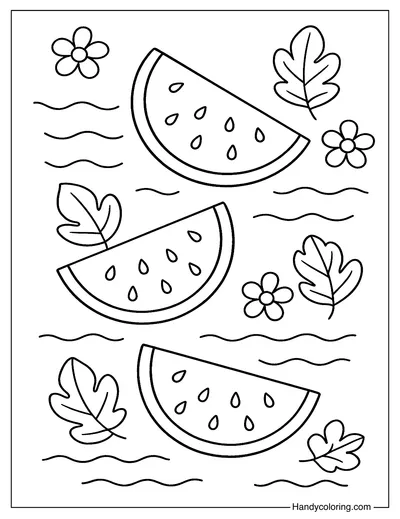 Floating Watermelons Coloring Page
