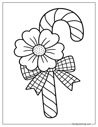 Floral Candy Cane Coloring Page
