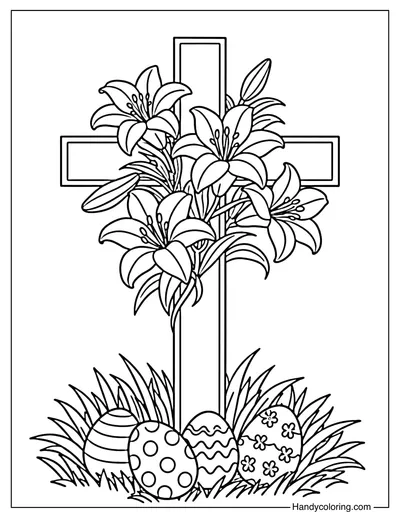 Floral Cross with Easter Lilies