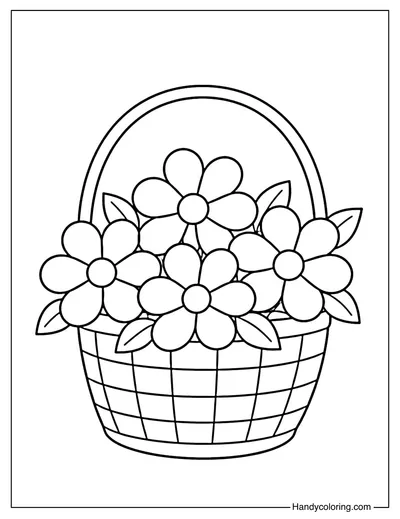 Flower Basket Coloring Page