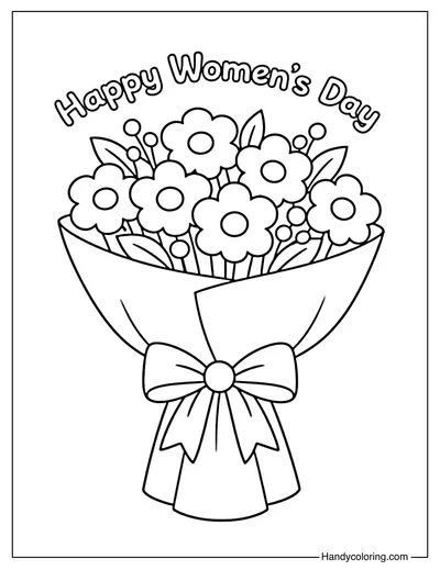 Flower Bouquet Women's Day Coloring Page