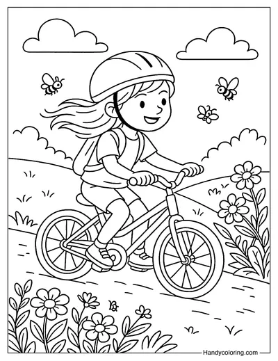 Flower Garden Bike Coloring Page
