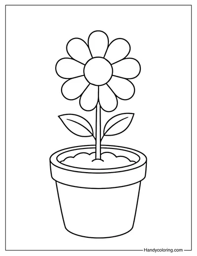 Flower in Pot Coloring Page