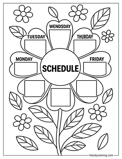 Flower Schedule Coloring Page