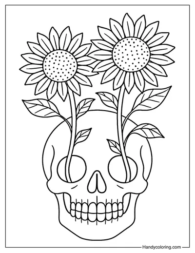 Flower Skull Coloring Page