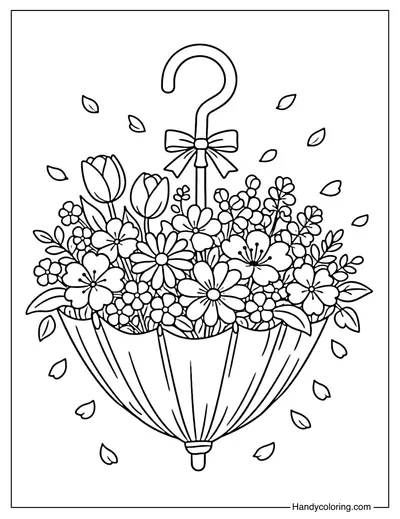 Flower Umbrella Coloring Page
