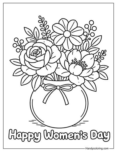 Flower Vase Women's Day Coloring Page
