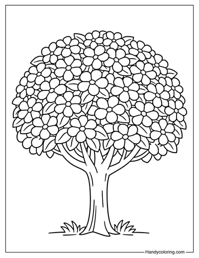 Flowering Tree Coloring Page