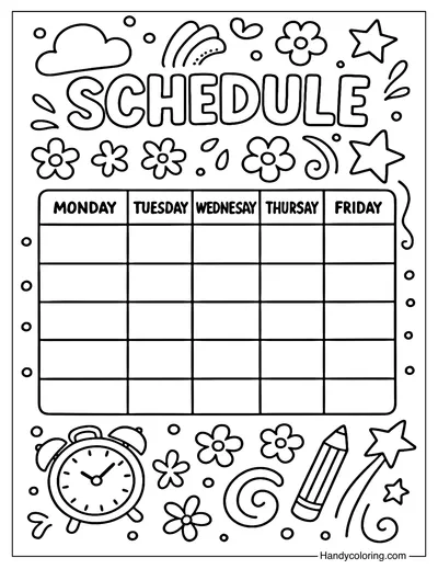 Flowers Schedule Coloring Page