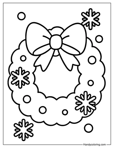 Fluffy Snow Christmas Wreath Coloring Page