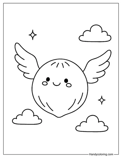 Flying Coconut Coloring Page