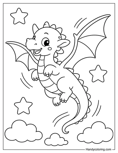 Flying Dragon Above Soft Clouds
