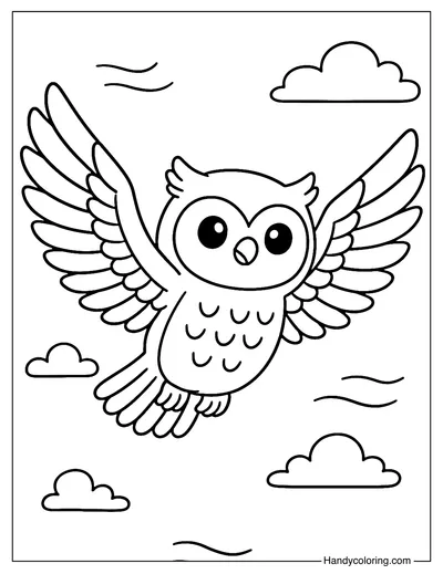 Flying Owl Coloring Page