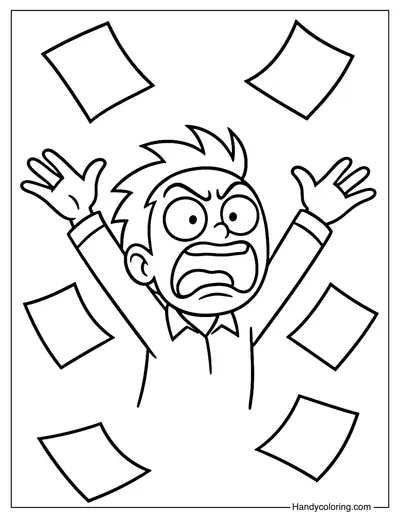 Flying Papers Reaction Coloring Page