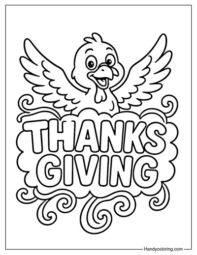 Flying Turkey Thanksgiving Coloring Page