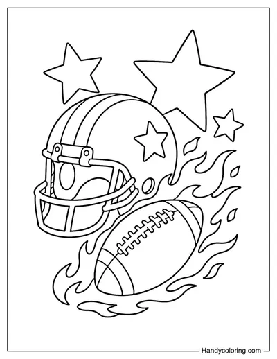 Football Helmet and Flaming Ball