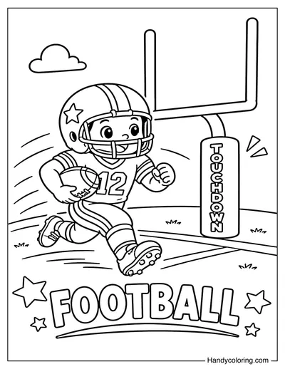 Football Player Running for Touchdown
