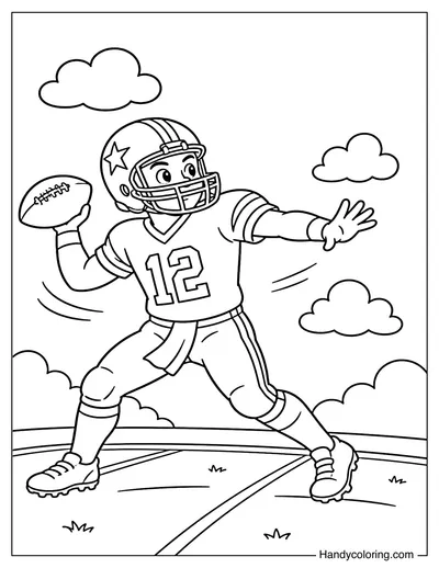 Football Quarterback Throwing Pass