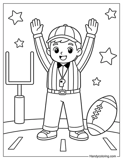 Football Referee Signaling Touchdown