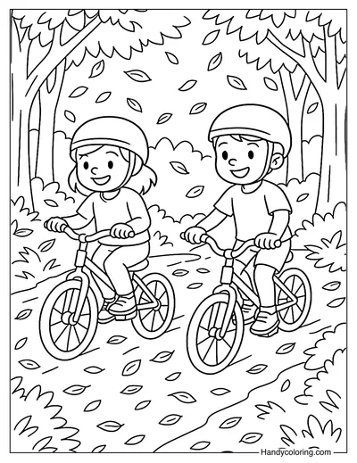 Forest Bike Ride Coloring Page