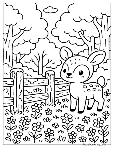 Forest Fence Coloring Page