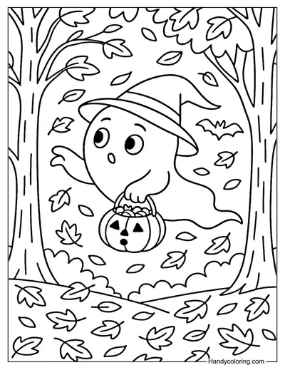 Forest Ghost Coloring Page