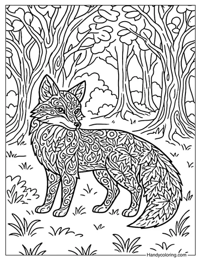 Forest Guardian Fox Coloring Page