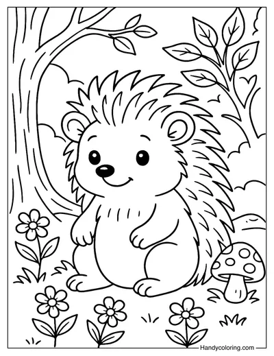 Forest Hedgehog Coloring Page