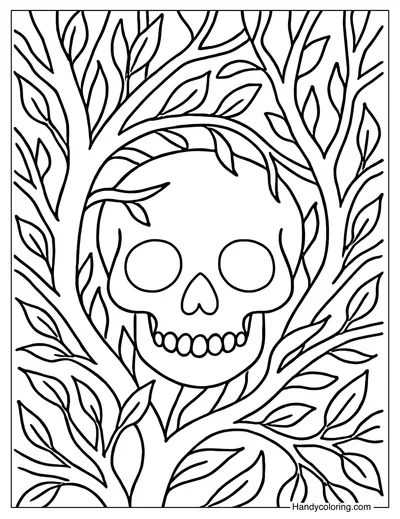 Forest Skull Coloring Page