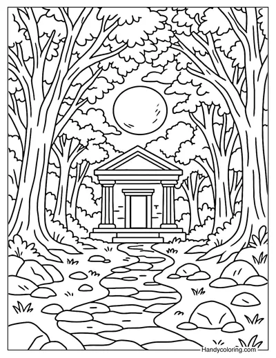 Forest Temple Coloring Page