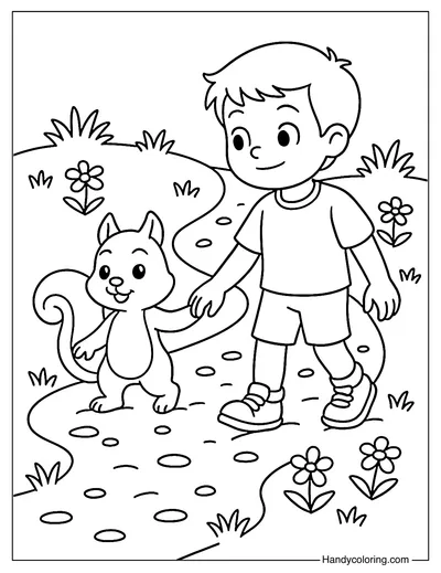 Forest Trail Walk Coloring Page
