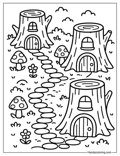 Forest Village Coloring Page