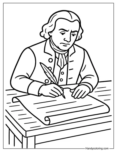 Founding Father Signing Coloring Page