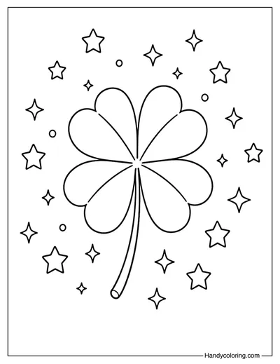 Four Leaf Clover Lucky Coloring Page