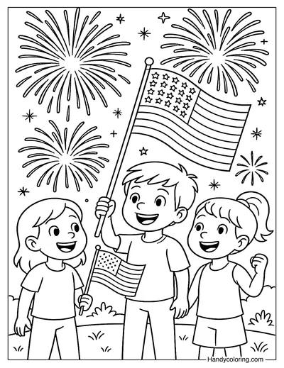 Fourth of July Fireworks Coloring Page