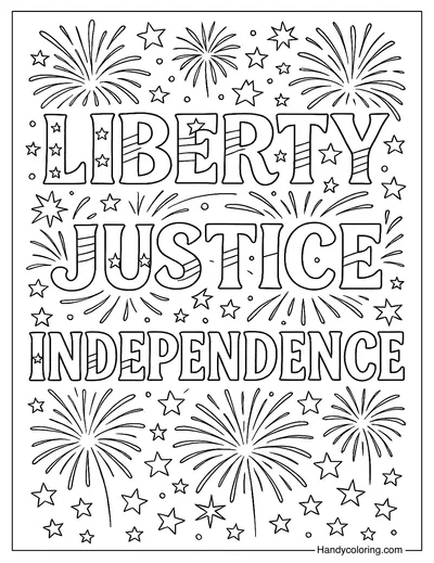 Fourth Of July Typography Art Coloring Page