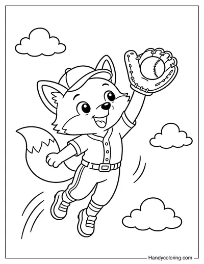 Fox Catching a Baseball with a Glove