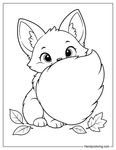 Fox Hiding Behind Its Fluffy Tail