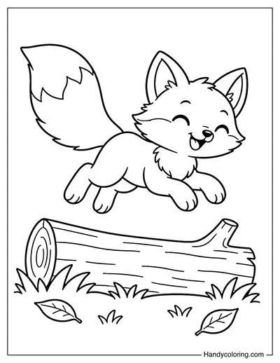 Fox Jumping Over a Fallen Log