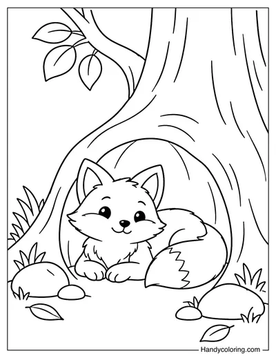 Fox Resting Inside a Cozy Den