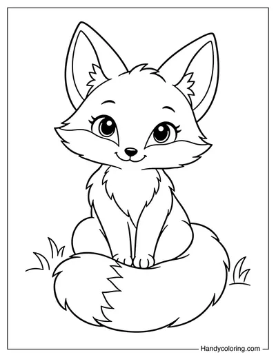 Fox Sitting with Fluffy Tail