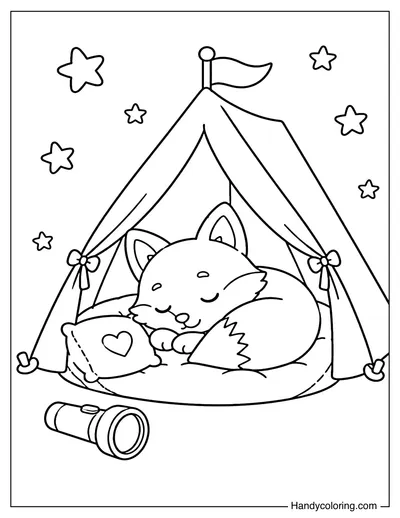 Fox Sleeping Inside Tent