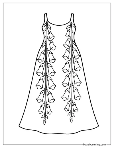 Foxglove Evening Dress Coloring Page