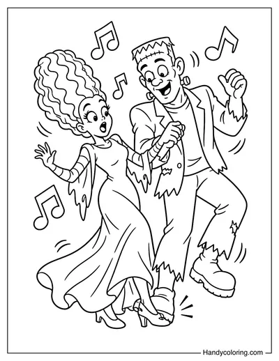 Frankenstein and Bride Dancing Together